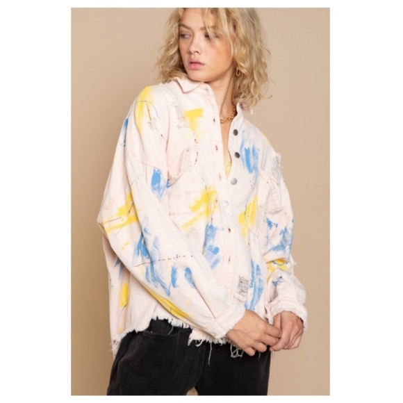 1 medium left 😁New boutique Pol distressed hem twill jacket - Picture 9 of 17